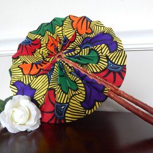 African Print Folding Handheld Fan